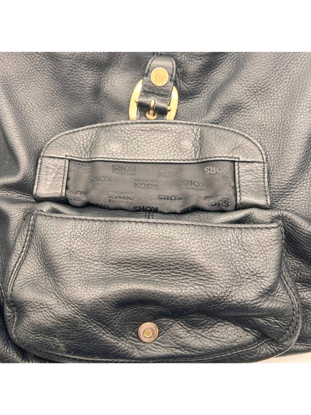 Michael Kors Soft Black Leather Shoulder Bag Purse Gold Tone Hardware 14"x12"x4" - Picture 11 of 15